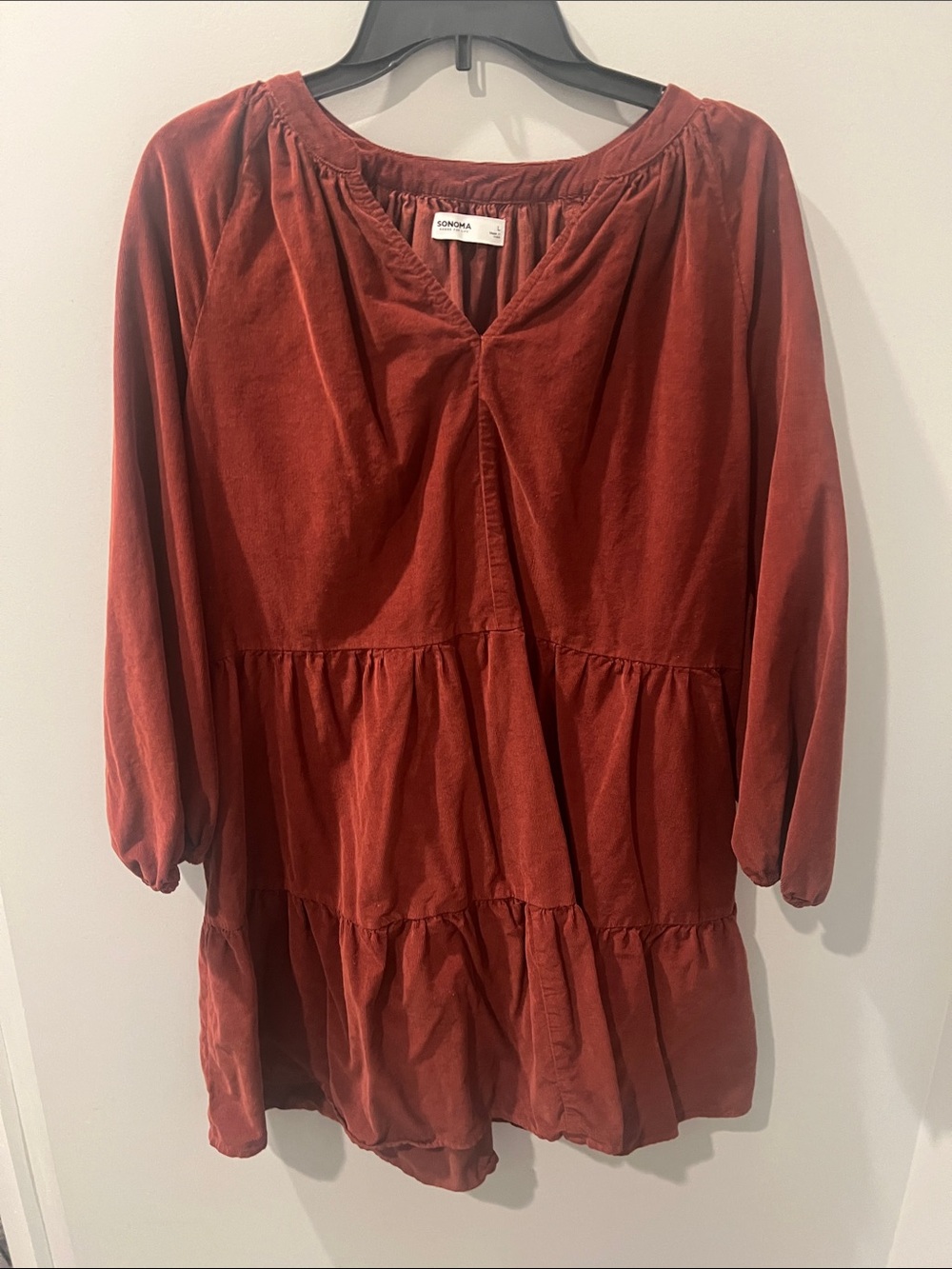 Brown Corduroy Mid Length Dress